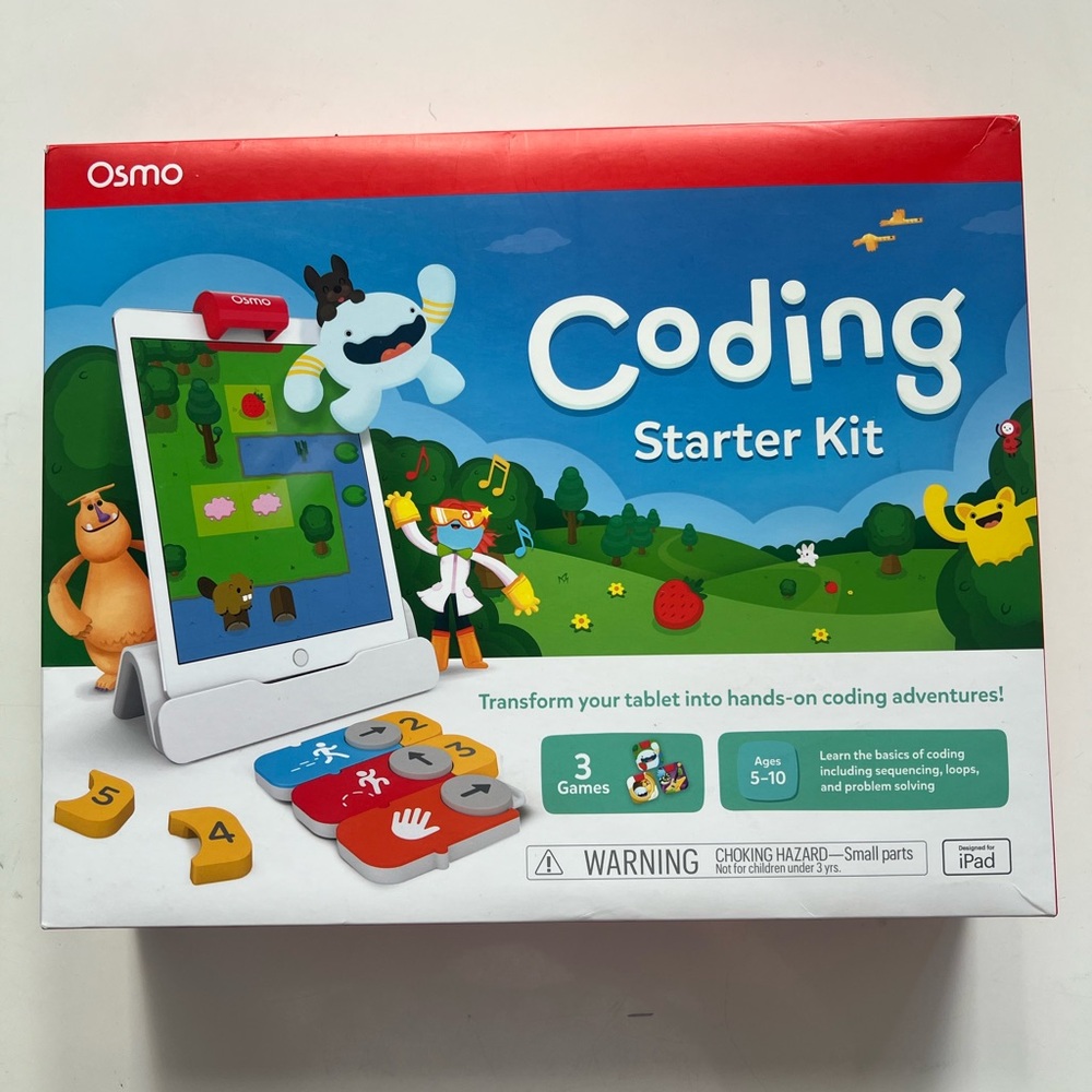 Interactive Kids Tablet Stand with Colorful Coding Tokens - White